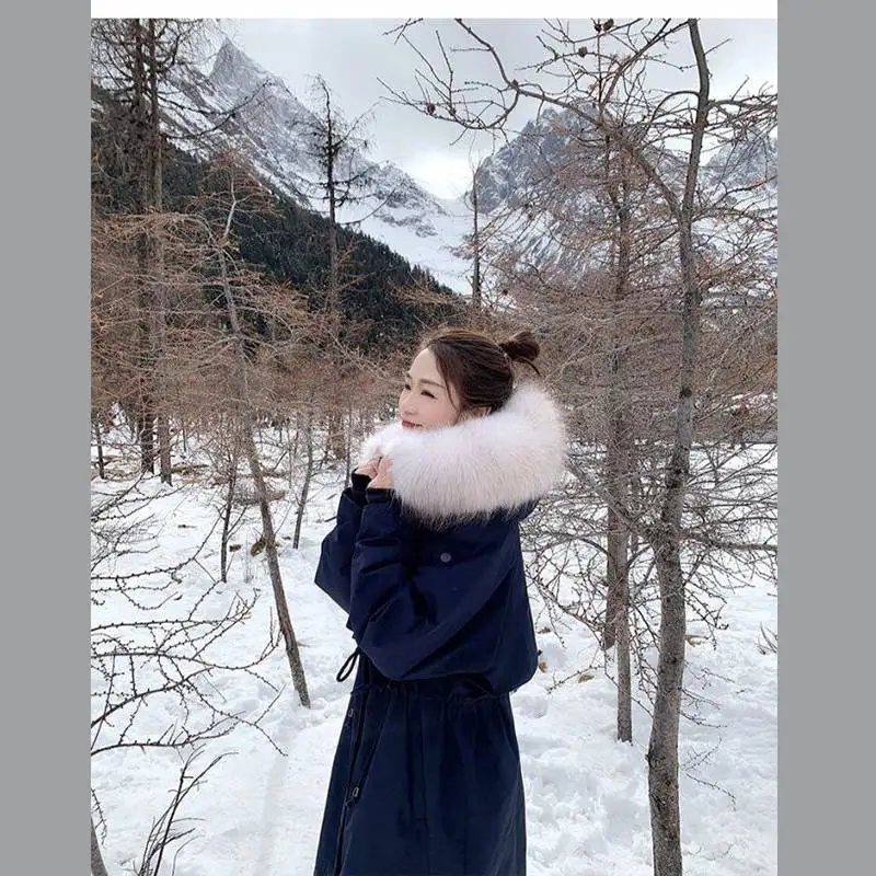 Bella Philosophy Wonder winter solid Women Real Fur Collar warm coat lady Loose Windbreaker female 90% white duck down coat