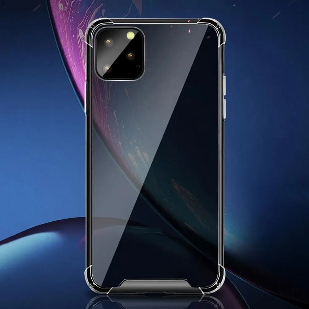 Чехол для iPhone11 с защитой от царапин XI Pro Max 5,8/6,1/6,5 iPhone11 HD прозрачный тонкий ТПУ амортизирующий защитный чехол