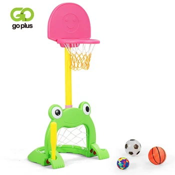 

3-in-1 Kids Basketball Hoop Set Stand 6 Adjustable Height Levels Non-Toxic PP Materials Sleek Surface Basketball Hoop Set