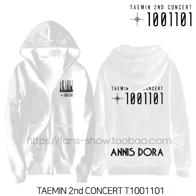 SHINee TAEMIN 2nd CONCERT T1001101 2 патруль Толстовка - Цвет: white fleece zipperB
