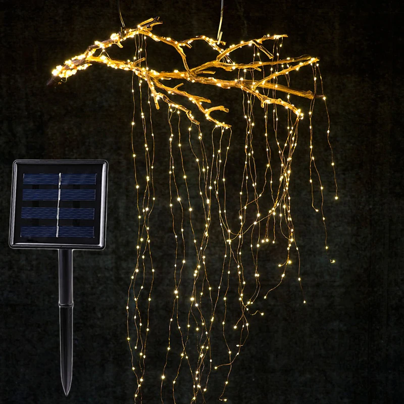 

Holiday Outdoor 2Mx10 200LED Solar Fairy Vines Branch LED String Light Garden Xmas Tree Wedding DIY LED String Fairy Branch Lamp