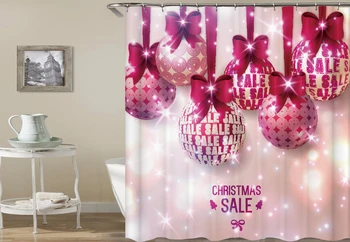 

Merry Christmas Bathroom Snowman Santa Father Bell Elk Pattern Waterproof Shower Curtain Home Decor