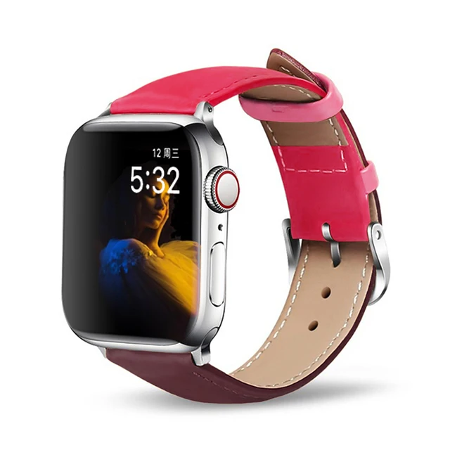 Кожаный ремешок для часов Apple серии 38 мм 42 мм Apple стол 5 40 мм 44 наручных часов iwatch, 4/3/2/1, correa, сменный ремешок - Цвет ремешка: Wine red  pink