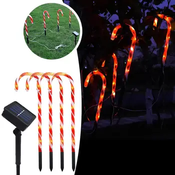 

4pcs Solar LED Christmas Candy Cane Pathway Lights Christmas Landscape Lawn Lamps Outdoor Christmas Decorations