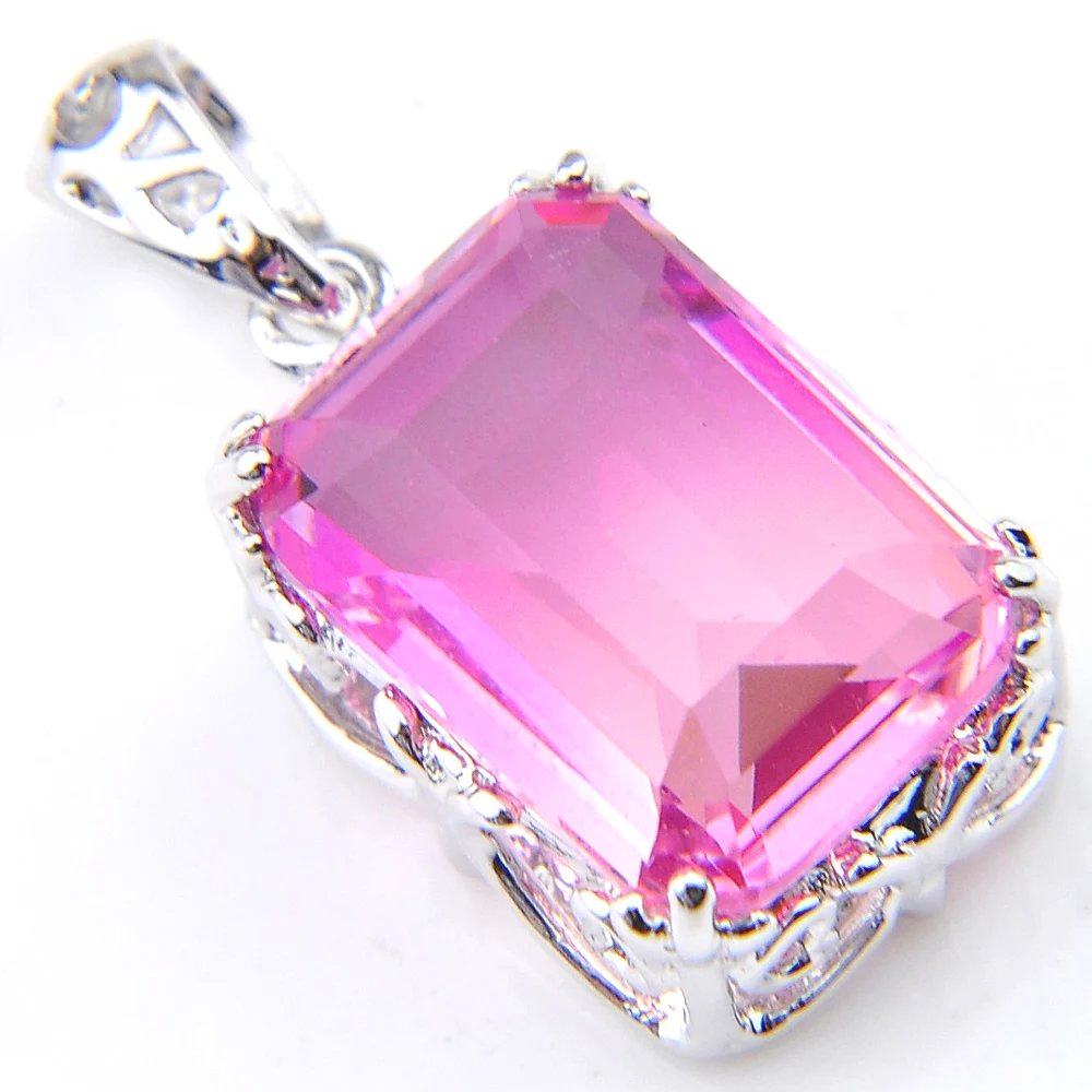 MIX 5 PCS Xmas Gifts Big Offer Oval Square Bi Colored Pink Tourmaline Gemstone Necklaces Pendants