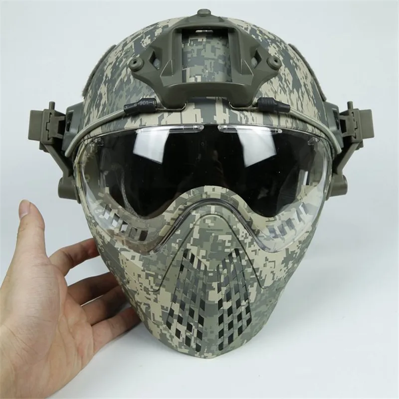 New Military Tactical Protective Helmet Airsoft Full Face Protection with Goggle Len Full Face Motorcycle Helmet