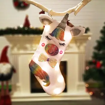 

3pcs Christmas Shine Stockings Gift Bag Sequin Bow Candy Bag Tree Fireplace Decorating Supplies Burlap Set For Kid Goody Gift