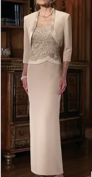 

romantic vestidos de novia farsali 2019 vestido de madrinha fashionable cheap lace long Mother of the Bride Dresses with jacket