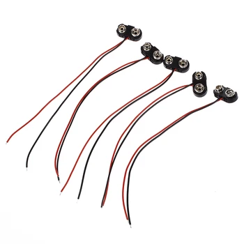 

New 5 Pcs I Type 9V 9 Volt Battery Clip Connectors Buckle Cable