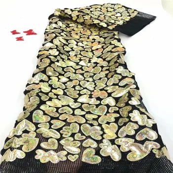 

French Nigerian sequins royal blue lace African velvet gold mesh lace fabric high quality for party wedding dress 5yards/lot