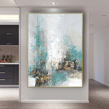 Handmade Oil Abstract Gold Leaf Art 1