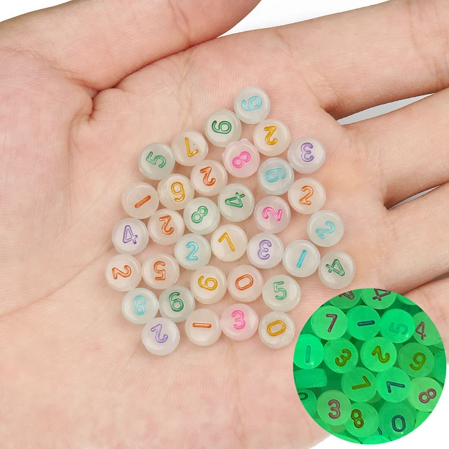 Mixed Letter Acrylic Beads Round Flat Alphabet Digital Cube Loose Spacer Beads For Jewelry Making Handmade Diy Bracelet Necklace Glow Number
