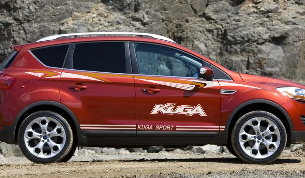 2 шт. виниловая пленка наклейки для автомобиля для Ford Kuga Светоотражающие стильные Авто длинные полосы наклейки для стайлинга автомобилей Аксессуары для тюнинга автомобиля