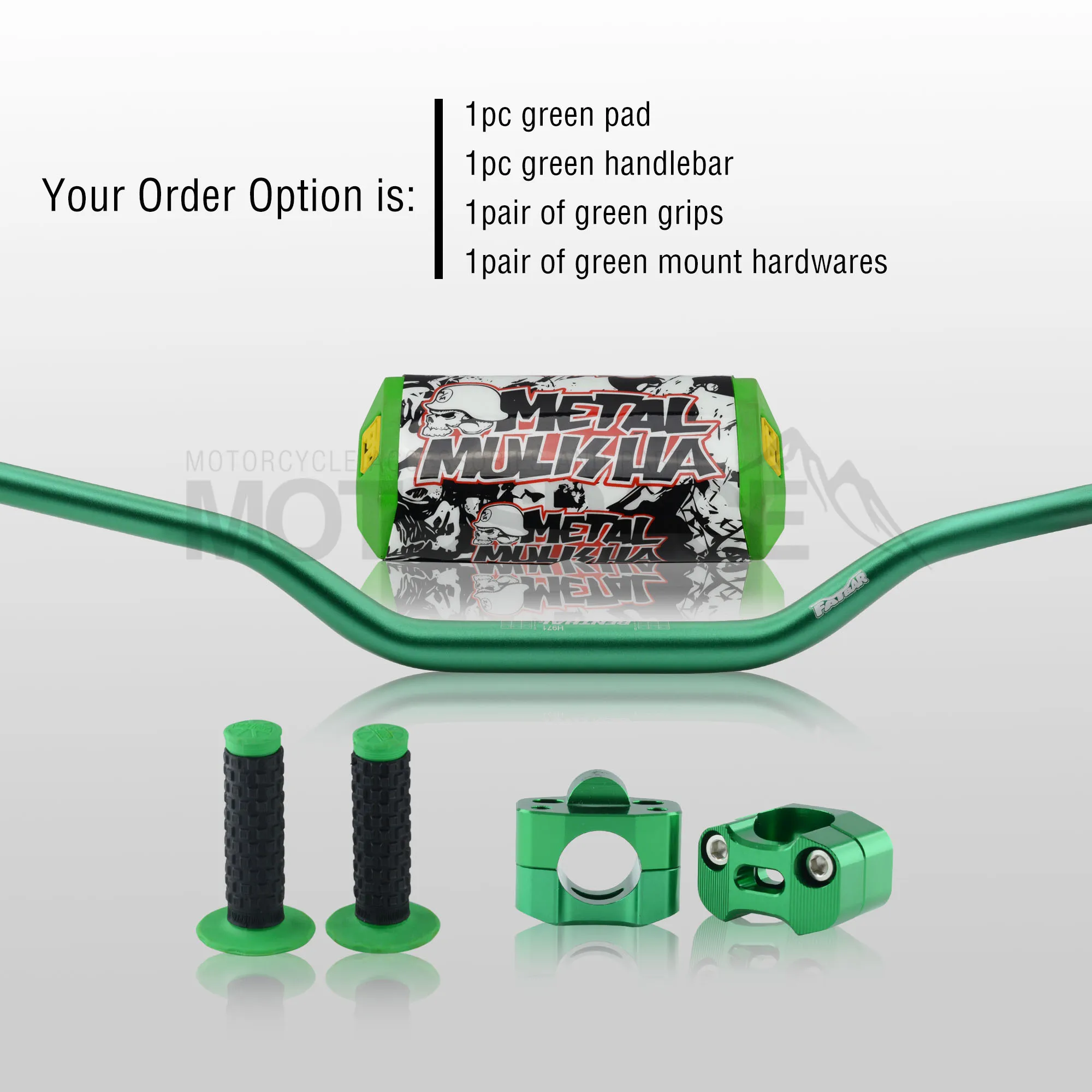 Green Full Kit Руль для Pro Taper Pack Bar 1-1/" Renthal Fatbar Колодки Ручки Pit Pro Racing Dirt Pit Bike мотоцикл с адаптер cnc - Цвет: Green Full Kit