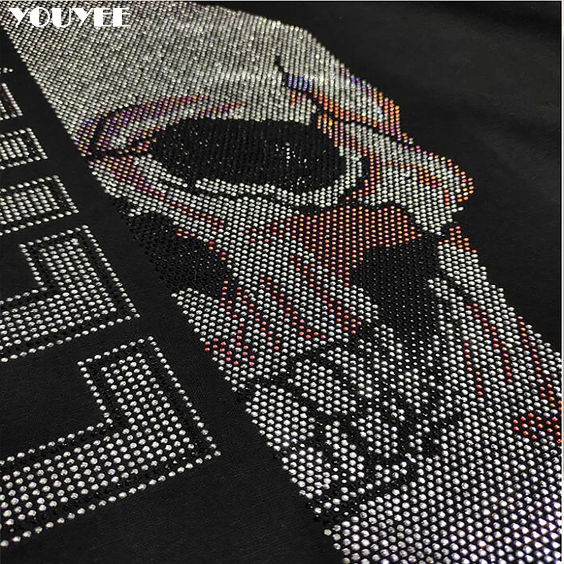 Casual Pants Skull Trendy Black Micro Elastic Cotton Male Diamond Trendy Hip-Hop Sweatpants Sports Goth Pants Men's Clothing