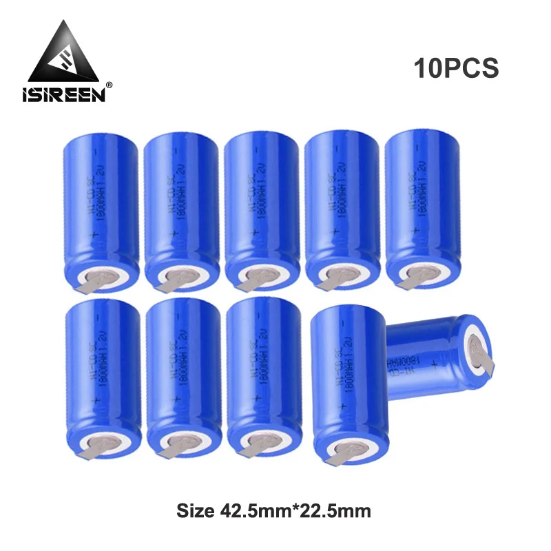 DIY 9,6 V 12V 14,4 V 18V 36V перезаряжаемые пакеты батарей 1800mAh 1,2 V SC Ni-CD батареи сотового Subc Ni аккумулятор CD Электрический инструмент - Цвет: 10PCS