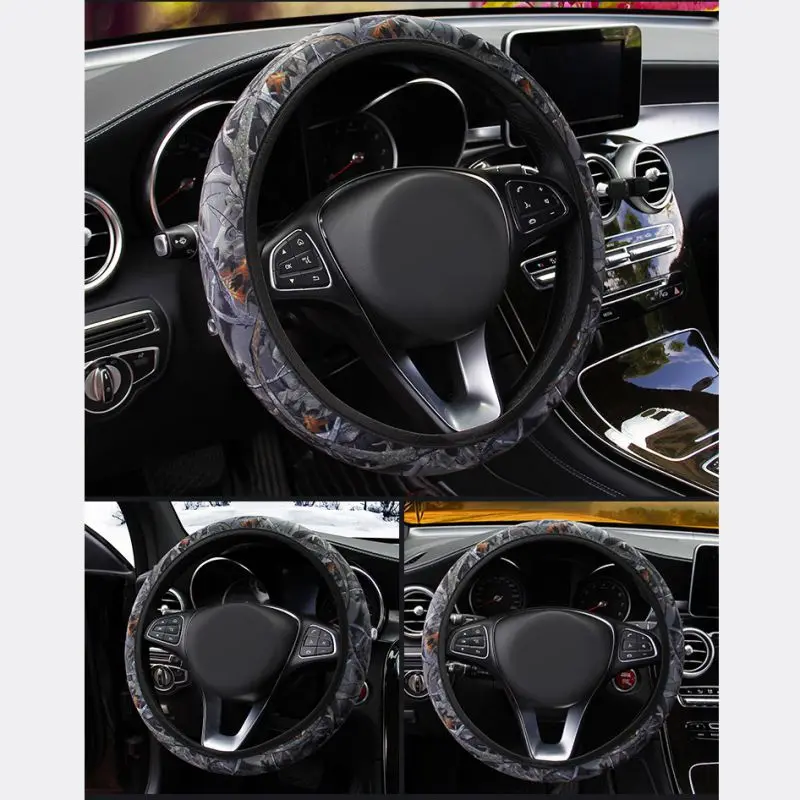 Camouflage Steering Wheel Cover Anti-Slip Excellent Grip Standard Size For Car SUV All Season Comfortable Wheel Cover