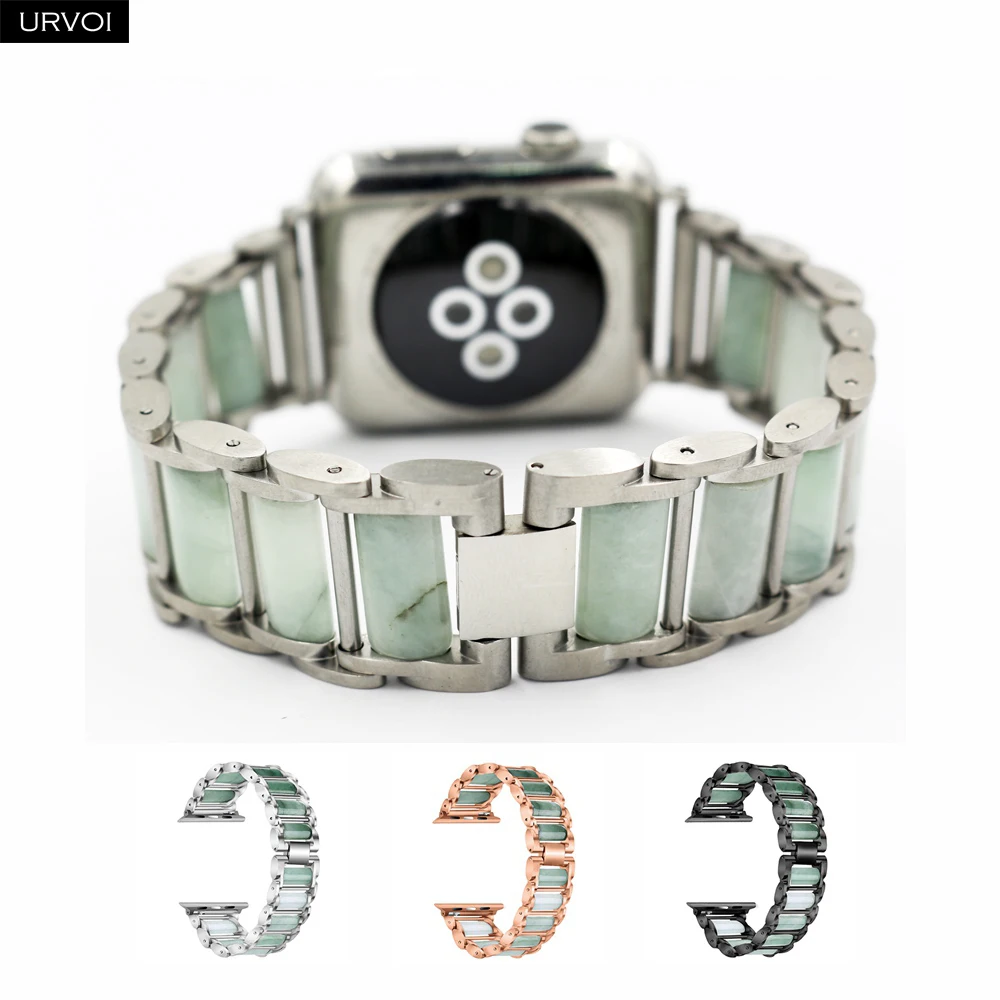 Браслет URVOI link для Apple Watch series 5 4 3 2 1 ремешок для iwatch из нержавеющей стали с агатовым ремешком роскошный прочный дизайн
