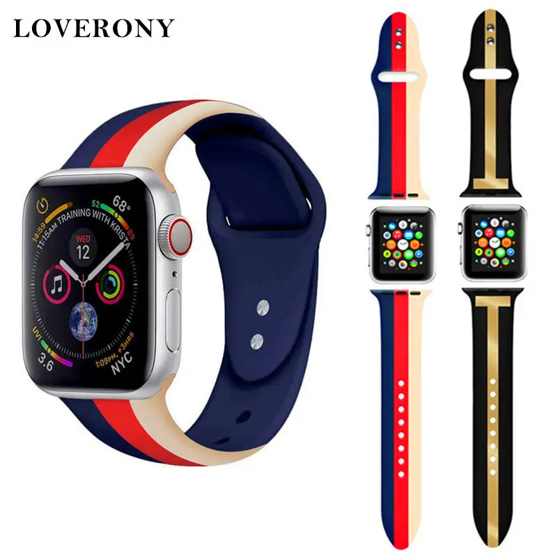 LOVERONY полосы силиконовый ремешок 42 мм 44 38 40 для Apple Watch версии 5/4/3/2/1 часов браслет на