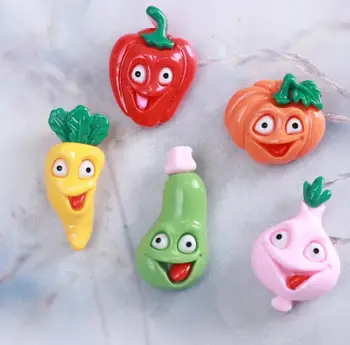 

Big Eyes Vegetable Flatback Resin Cabochon Kawaii Pumpkin Eggplant Chili Embellishments Fit Hair Bow Phone Decoration Crafts