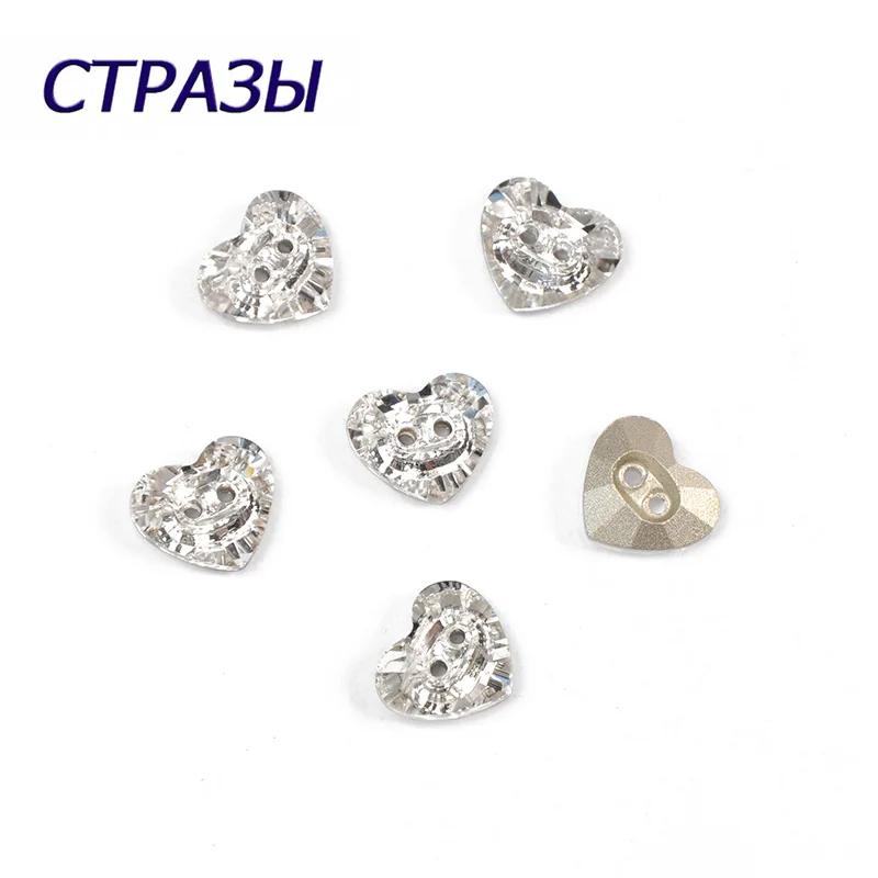 

CTPA3bI 3023 All Sizes Crystal Clear Heart Two Holes DIY Glass Sew Buttons Decorative For Needlework Craft Sewing Accessories