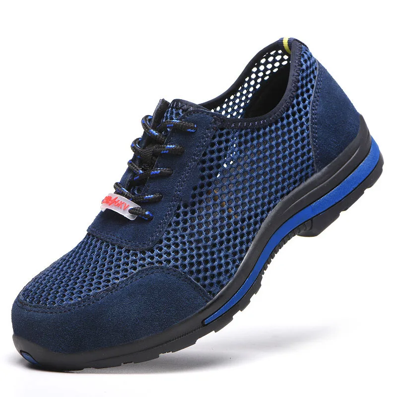 

mens fashion large size breathable summer safety shoes steel toe covers work shoe construction site worker security boots zapato