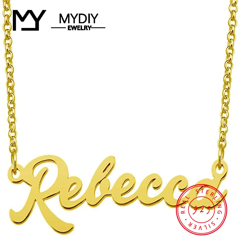 MYDIY Customized Rebecca Name Necklace Personalized 925 Silver Necklace Gift Ladies Couple Men's Necklace for Women 2021 Jewelry brilliant rose flower jewelry packaging ladies cubic zirconia necklace alloy quality gift box wedding valentine s day gift