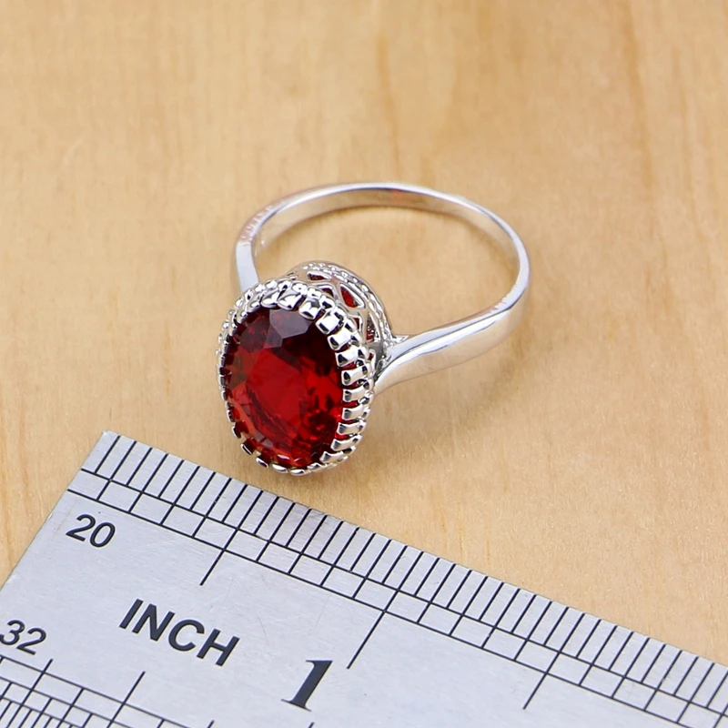 Комплект из колье серёг кольца и браслета серебра 925 пробы|jewelry sets women|jewelry setsjewelry red