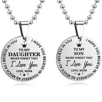 

To My Son To MY DAUGHTER Stainless Steel Necklace Circular Birthday Graduation Anniversary Military Gift