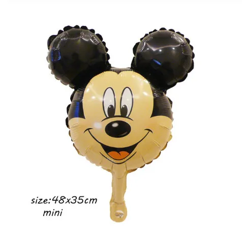 black mickey head 10 шт Мини Микки голова алюминиевой фольги Воздушные шары Дети Микки Маус игрушки мяч день рождения украшения мультфильм голова животного шар - Цвет: black mickey head