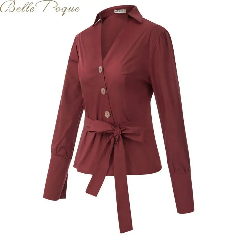 Belle Poque, Женские топы и блузки, шифоновая блузка для женщин,, Офисная рубашка с длинным рукавом, повседневные Модные топы размера плюс, рубашка
