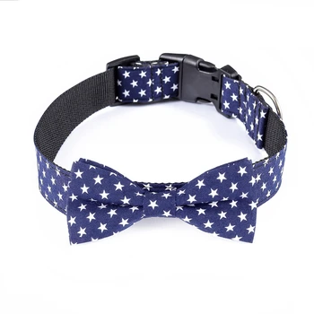 

Bow Tie Dog Collar Cute Stars Patterns Sturdy Soft Cotton Dog Collars for Small Medium Large Dogs Breed Puppies Adjustable