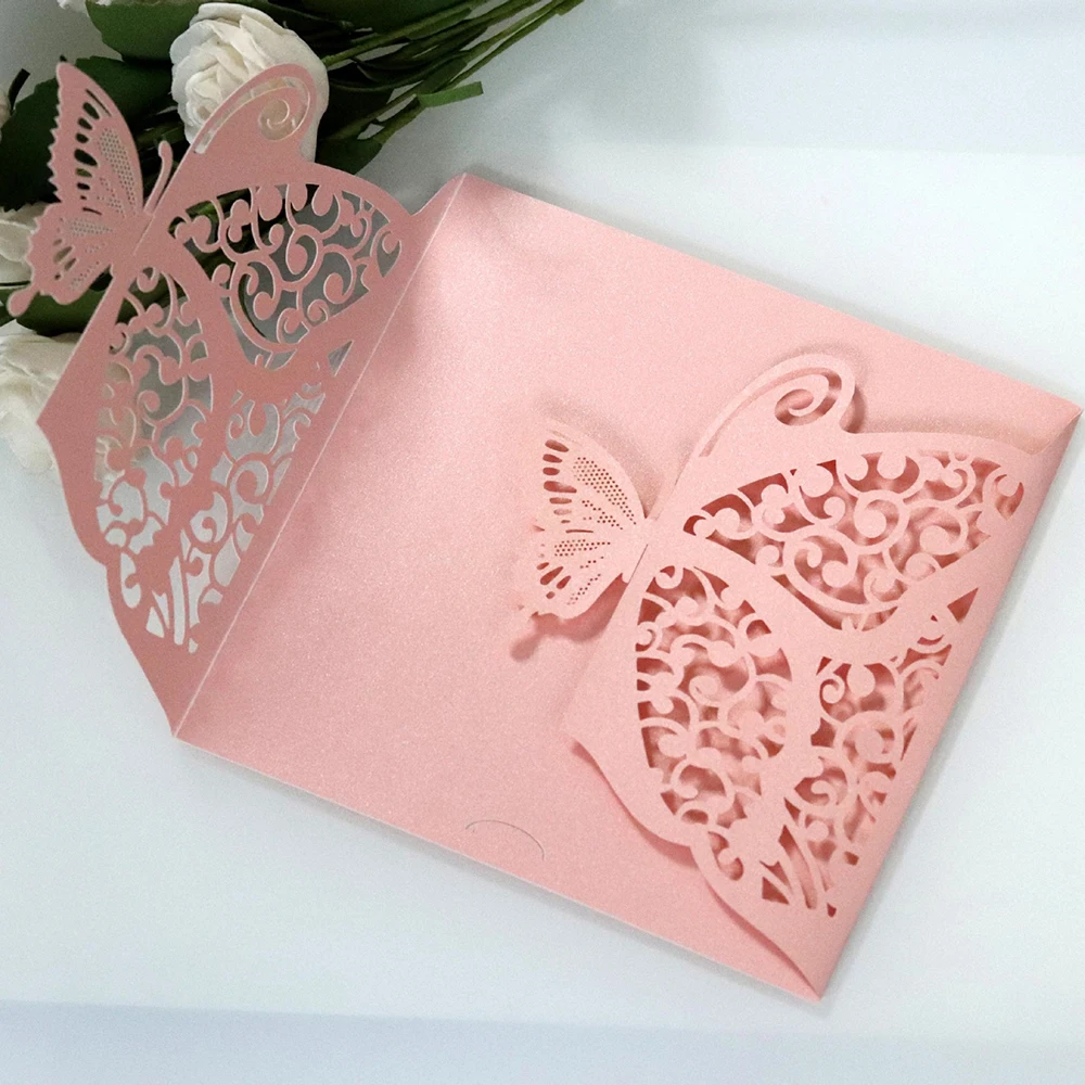  10pcs Wedding Invitations Lace Pattern Cards Laser Cut Paper Cards Announcement Greeting Postcards  - 4.00044E+12