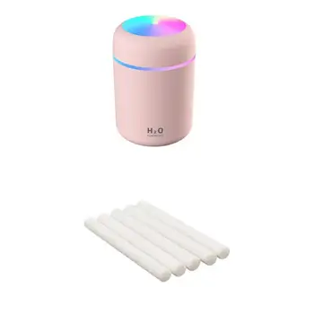 

Mini Pink Air Humidifier Aroma Oil Diffuser USB Air Humidifier Pink + 5pcs Cotton Filter Sticks with LED Light