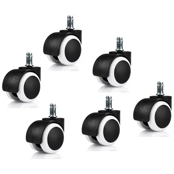 

6Pcs Office Chair Caster Replacement Wheel Swivel Caster Mute Hard Floor Office Chair Castor Non-Slip Universal Caster BG-2