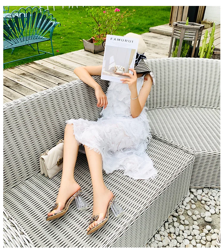 Rocwickline New Summer and Autumn Women's Super high heels Shallow Slip-On Peep Toe Spike Heels Classics Fashion Novelty Neutral