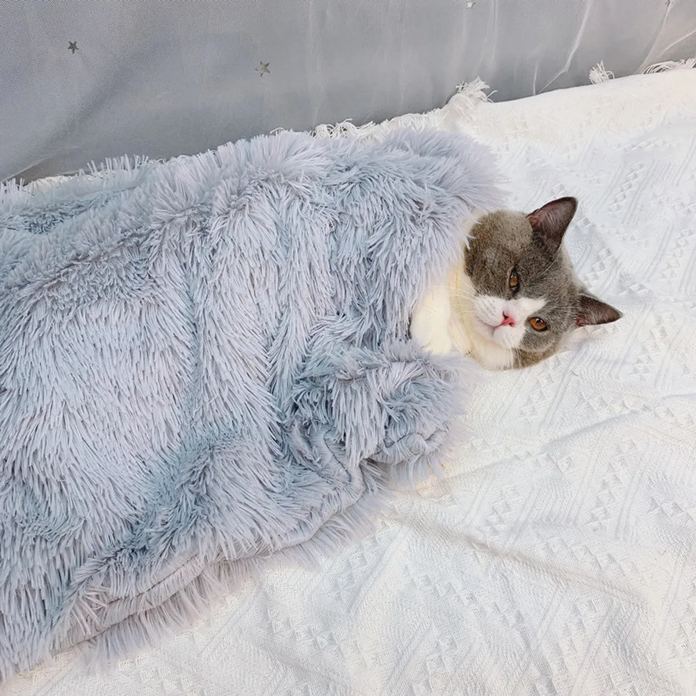Pet Dog Cat Fluffy Fur Blanket Sleeping Mat Dogs Cats Bed Cushion Cover Reversible Double Layer Washable for Dog Bed Couch Sofa