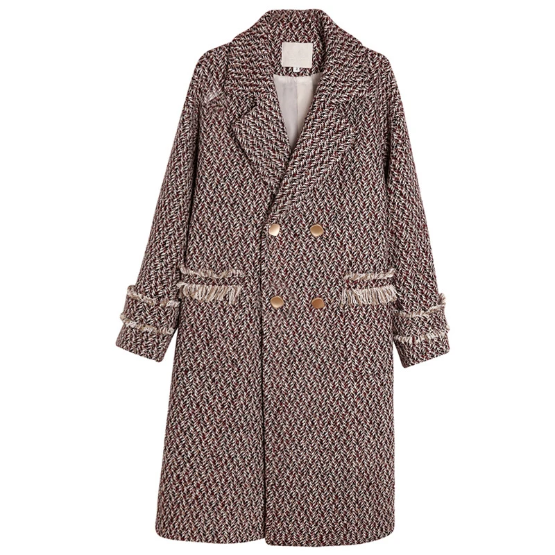 Overcoat Woman Winter Plus Size 5XL Fashionable Casual Female Loose Long Tweed Coat Warm Oversize Office Attire