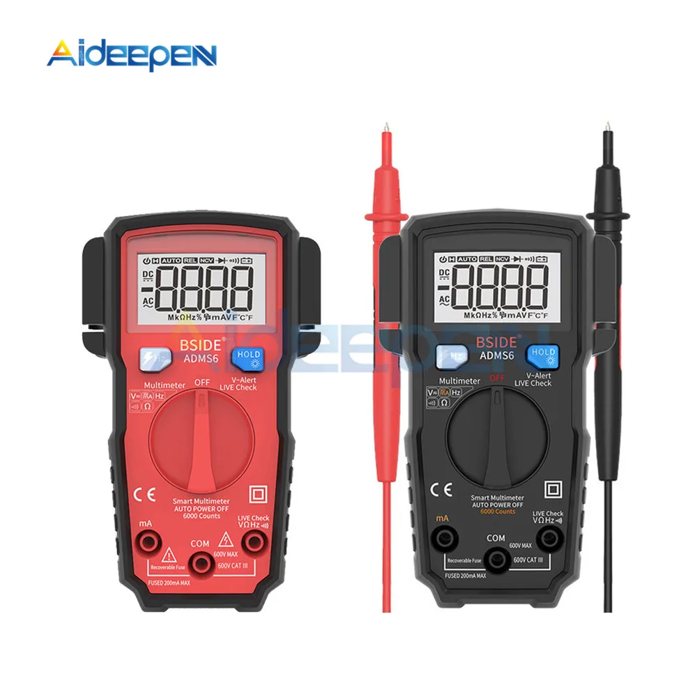 

ADMS6 Mini Smart NCV Digital Multimeter Intelligent Auto Range 6000 Counts DMM AC/DC Voltage Current Tester ohm Multi Meter
