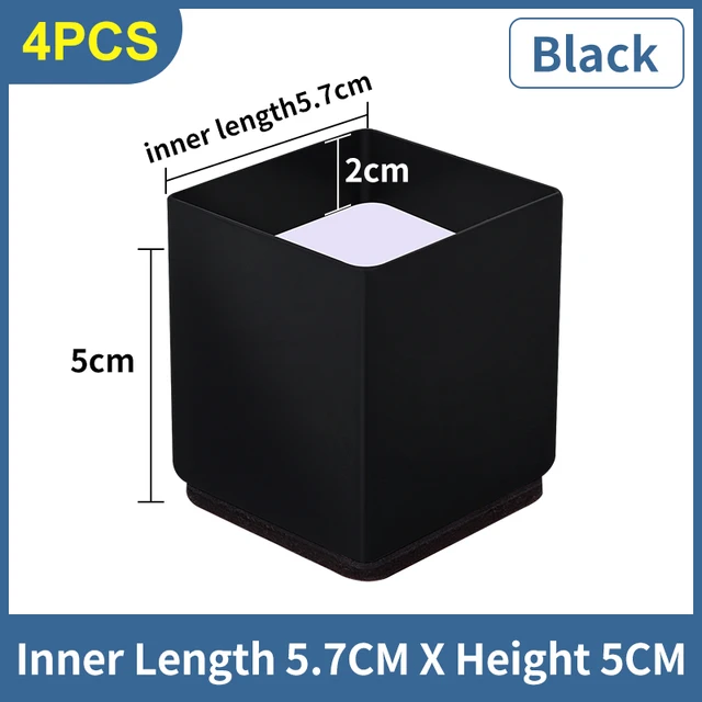 Steel Metal Sofa Table Pad Foot High Legs For Furniture Lifter increase 10cm Sofa Bed Chair Legs Pads Leg Desk Cabinet To Foot Black-5.7cmx5cm