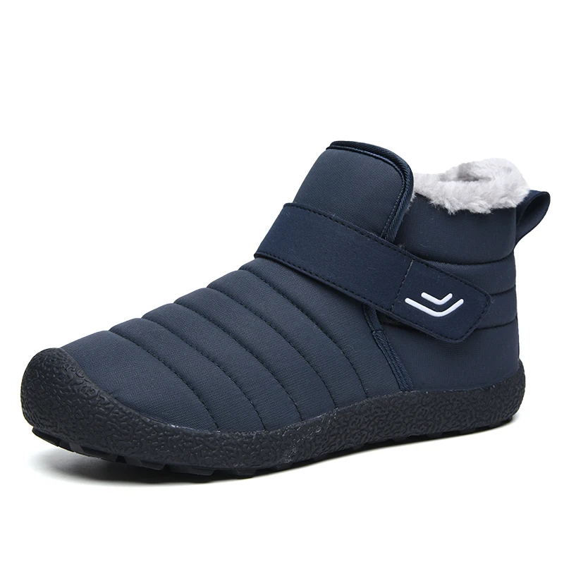 COOLVFATBO/теплые мужские зимние ботинки для мужчин; теплые непромокаемые сапоги на меху; плюшевые женские зимние ботильоны; zapatos de hombre - Цвет: Blue