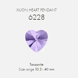 Tanzanite 539 XILION подвеска в виде сердца 6228 10,3x10 мм Swarovski оригинальные бусины для DIY хрустальные ювелирные изделия аксессуары-фурнитура - Цвет: Tanzanite 539