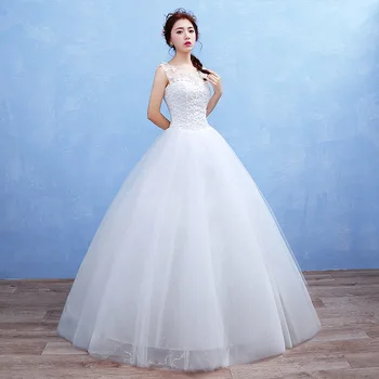 

Feerijt 2020 New Simple Tulle Cheap Wedding Dress For Women Plus Size Lace Applique Lace Up Princess Ball Gown Vestido De Novia