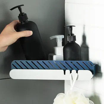 

With Hook Easy Install No Drilling Multipurpose Wall Mounted Household Storage Rack Drain Bathroom Shelf Multifunctional Shampoo