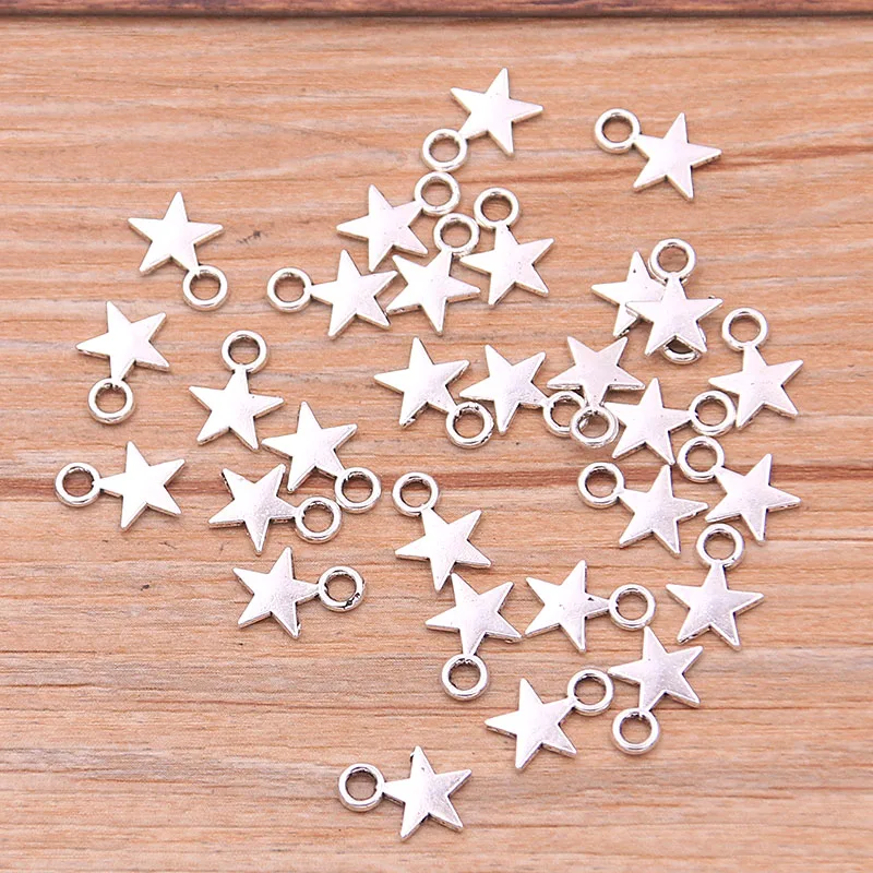 Star Charms 100PCS 8*11mm 3 Color Metal Zinc Alloy MINI Five-pointed Jewelry Pendant DIY Handmade Craft
