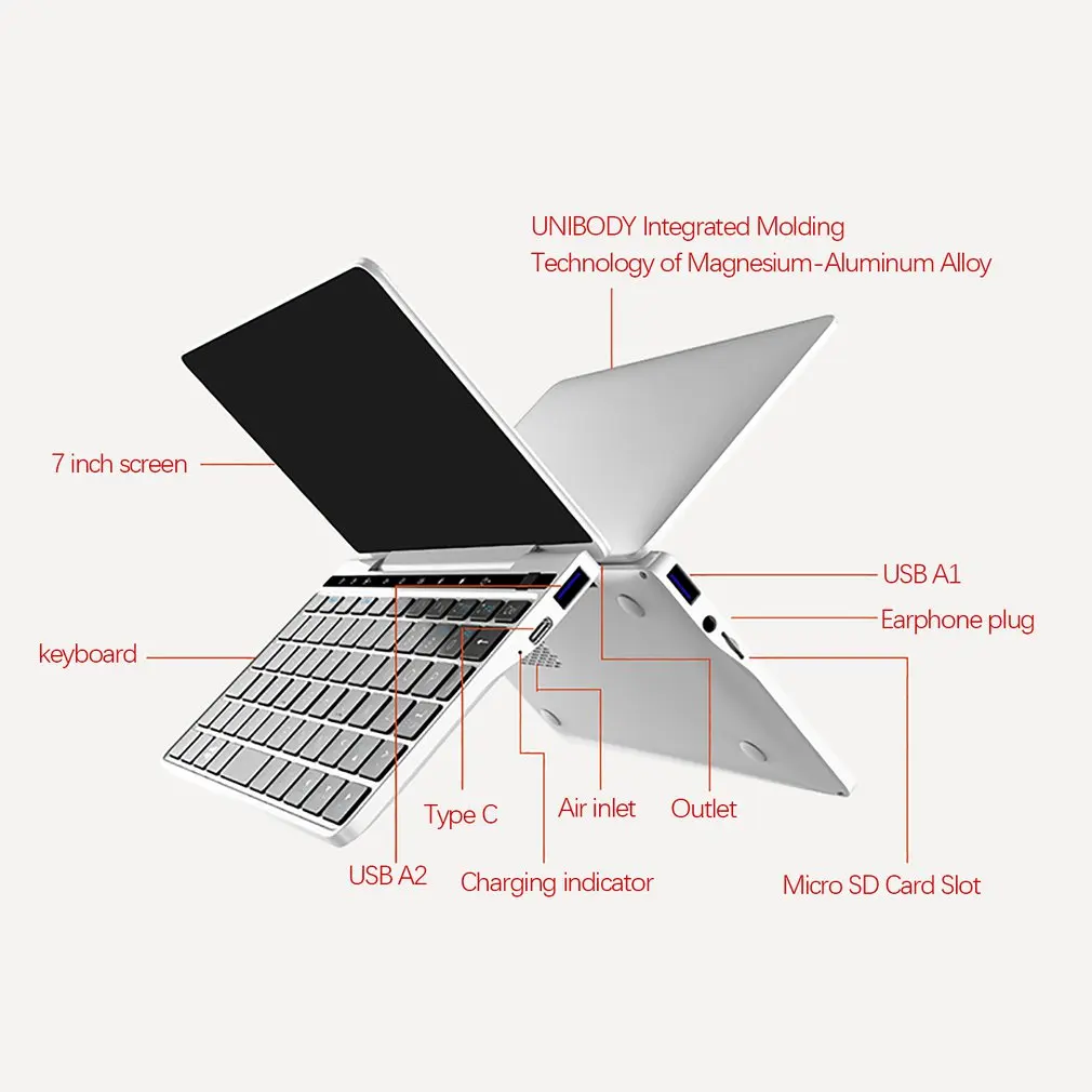 GPD 7 "Карманный 2 8G + 128G сенсорный экран ips экран ноутбук компьютер