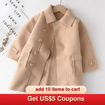 

Melario New Winter Outerwear 2020 Fashion Girls Solid Coat Warm Soft Wool Blends Kids Autumn Jacket Children Clothing