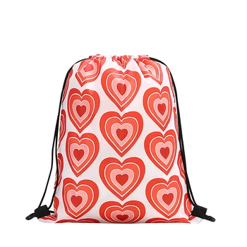 

drawstring Backpack fashion Women 3D printing travel softback men Casual bags unisex Women's shoulder drawstring love knapsack