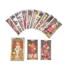 Arte dourada nouveau tarô deck 78 cartões para iniciantes estilo clássico arte nouveau