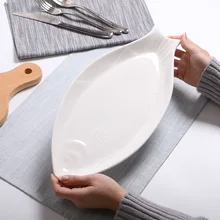 Керамическая тарелка, креативная тарелка в форме рыбы для суши, домашнее длинное блюдо, тарелка для рыбы, керамическая посуда, миска, тарелка, набор, Customiz